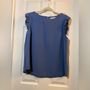 Monteau Blue Ruffle Sleeve Blouse